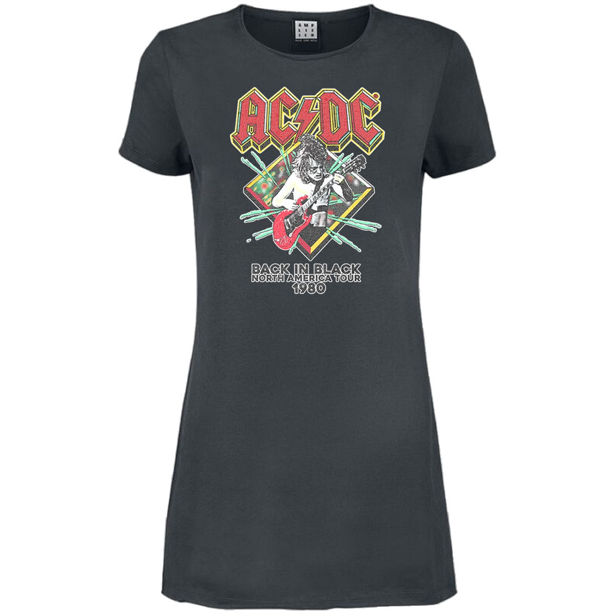 Charcoal - Front - AC-DC Womens-Ladies North America Tour 80 T-Shirt Dress