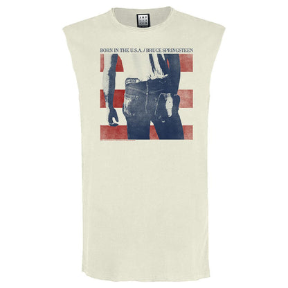 Vintage White - Front - Amplified Unisex Adult Born In The USA Bruce Springsteen Tank Top