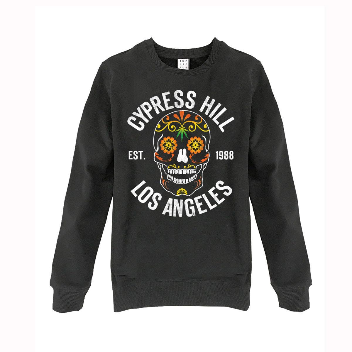 Charcoal - Front - Amplified Unisex Adult Floral Skull Cypress Hill Sweatshirt