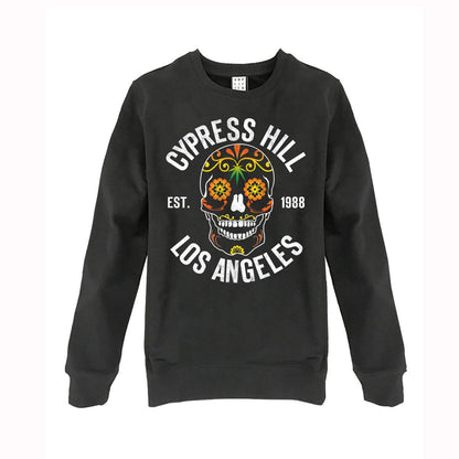 Charcoal - Front - Amplified Unisex Adult Floral Skull Cypress Hill Sweatshirt