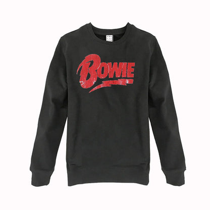 Charcoal - Front - Amplified Unisex Adult Logo David Bowie Sweatshirt