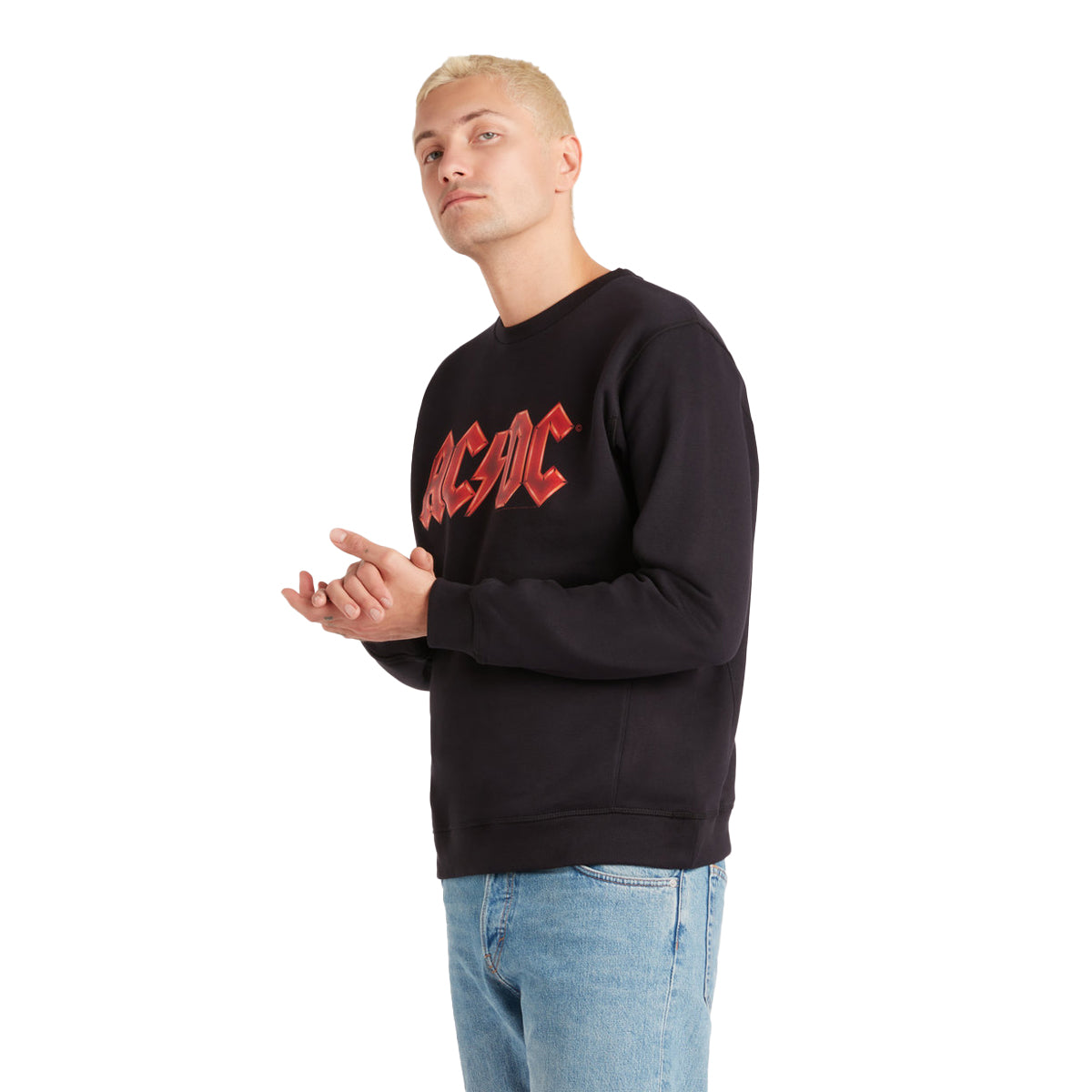 Charcoal - Side - Amplified Unisex Adult Power Up Logo AC-DC Sweatshirt