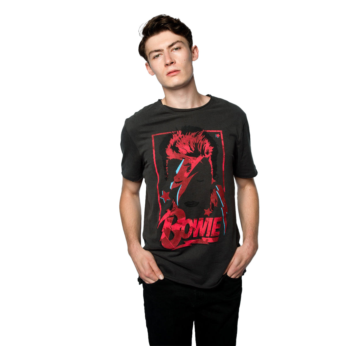 Charcoal - Back - Amplified Unisex Adult Aladdin Sane David Bowie T-Shirt