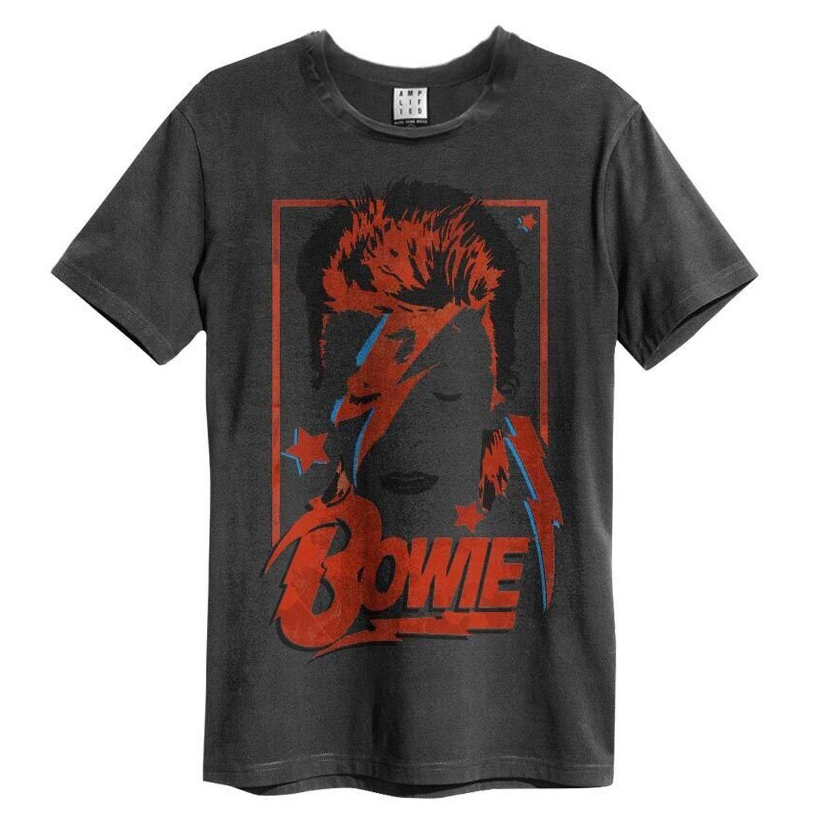 Charcoal - Front - Amplified Unisex Adult Aladdin Sane David Bowie T-Shirt