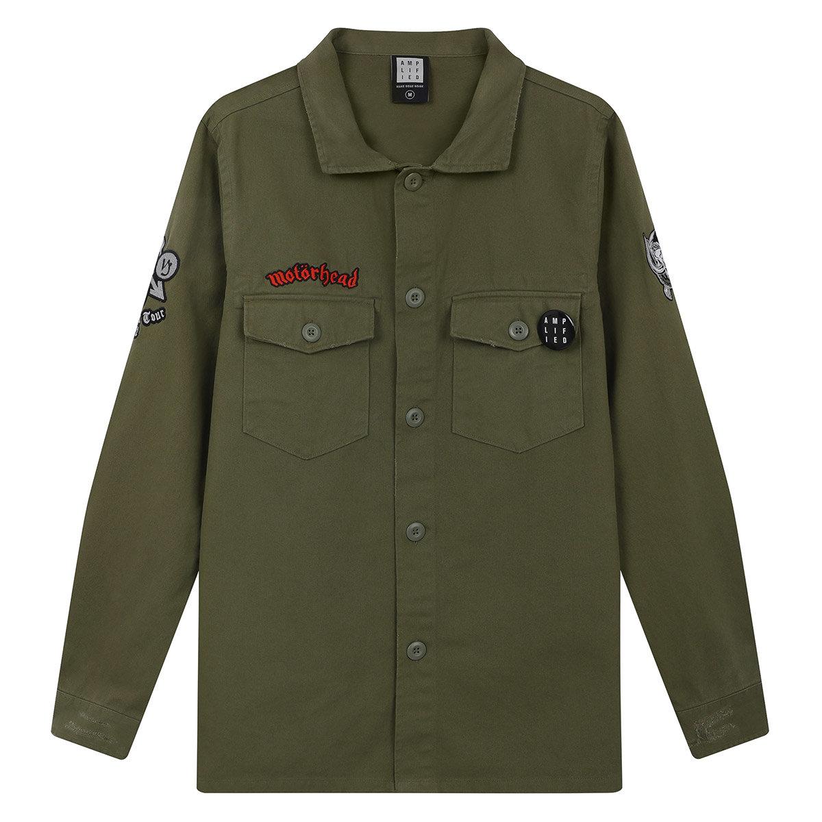 Khaki Green - Front - Amplified Mens Motorhead Overshirt
