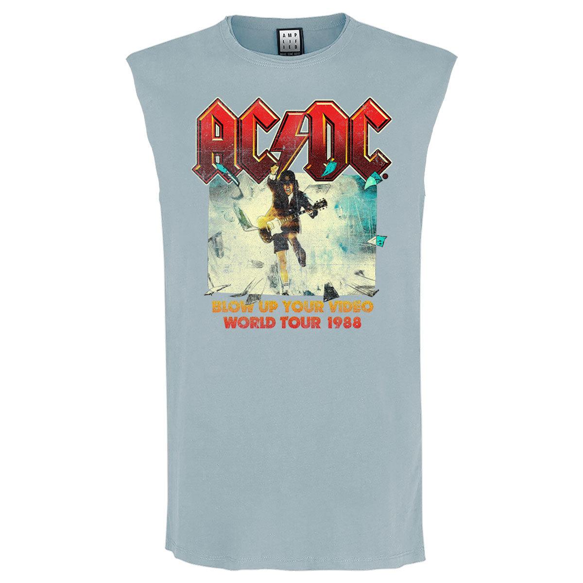 Strange Blue - Front - Amplified Mens Blow Up Your Video AC-DC Sleeveless Tank Top