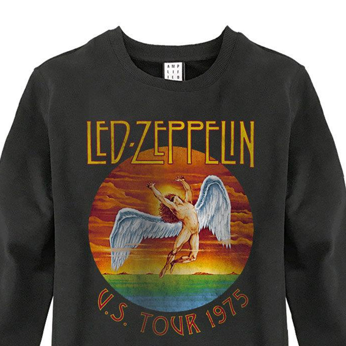 Charcoal - Back - Amplified Unisex Adult US Tour 1975 Led Zeppelin Sweatshirt