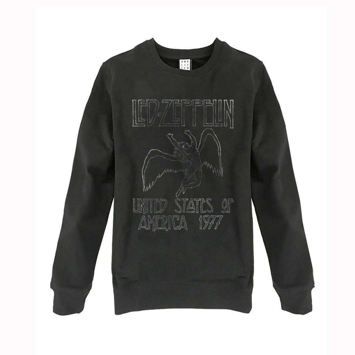 Charcoal - Front - Amplified Unisex Adult USA 1977 Led Zeppelin Sweatshirt