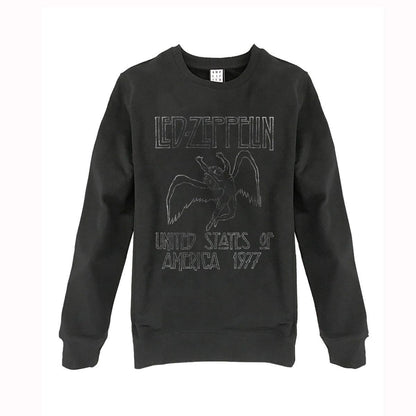 Charcoal - Front - Amplified Unisex Adult USA 1977 Led Zeppelin Sweatshirt