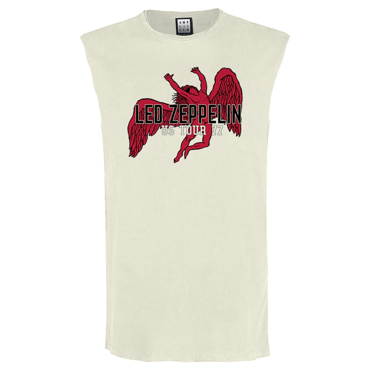 Vintage White - Front - Amplified Unisex Adult US Tour 77 Icarus Led Zeppelin Sleeveless Tank Top