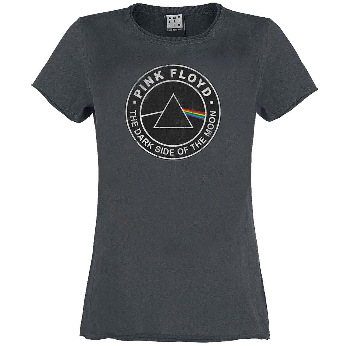 Charcoal - Front - Amplified Womens-Ladies Dark Side Sticker Pink Floyd T-Shirt