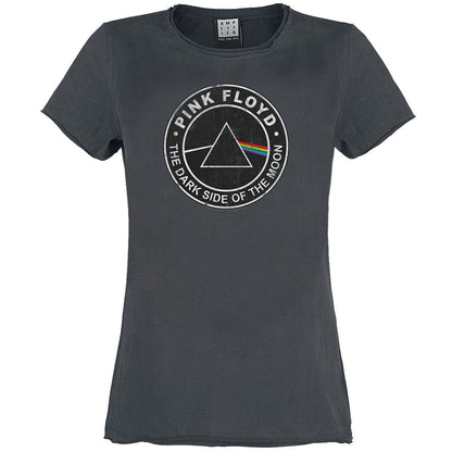 Charcoal - Front - Amplified Womens-Ladies Dark Side Sticker Pink Floyd T-Shirt