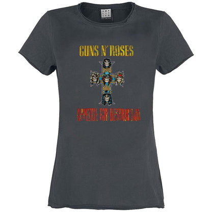 Charcoal - Front - Amplified Womens-Ladies Appetite For Destruction Guns N Roses T-Shirt