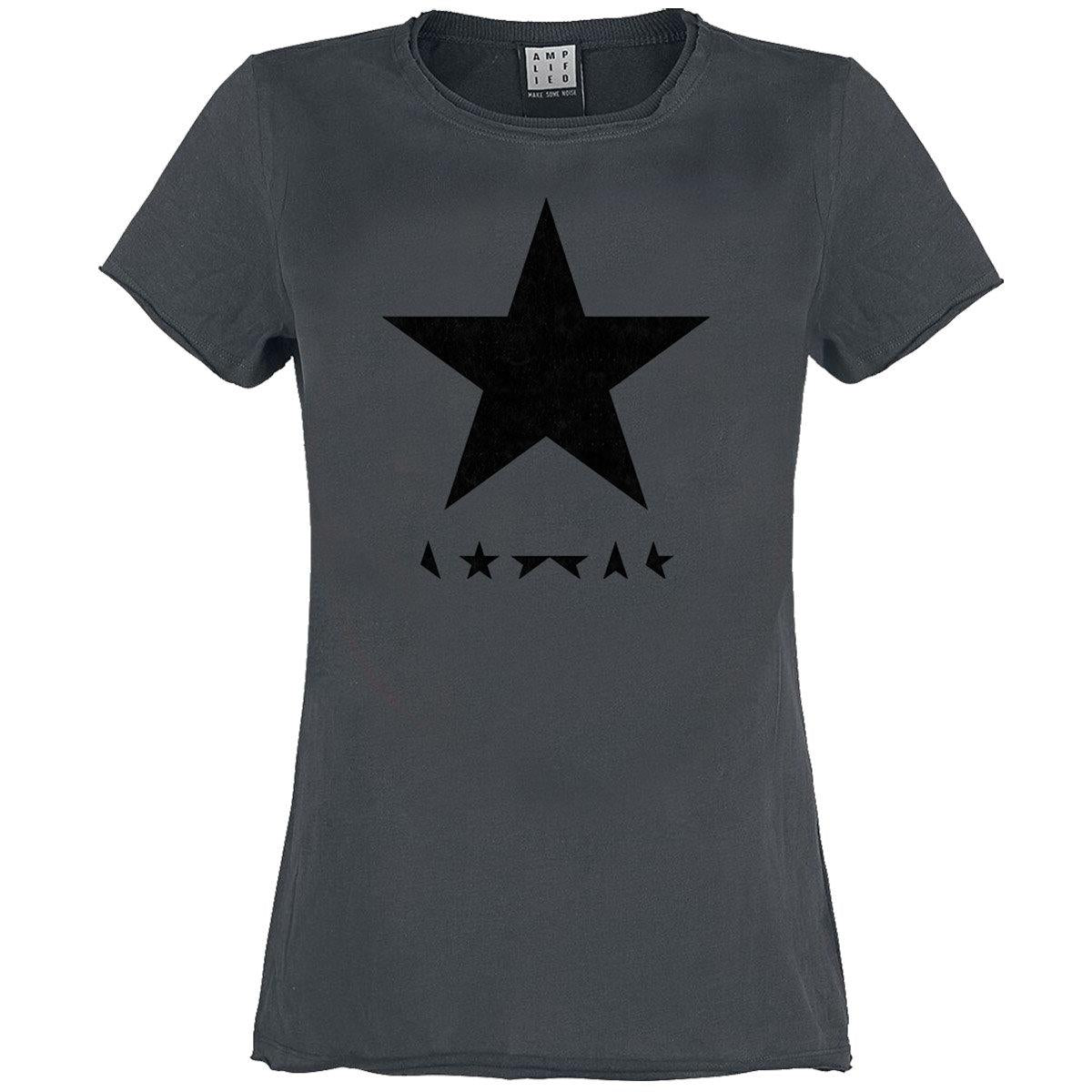 Charcoal - Front - Amplified Womens-Ladies Black Star David Bowie T-Shirt