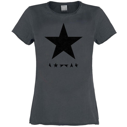Charcoal - Front - Amplified Womens-Ladies Black Star David Bowie T-Shirt