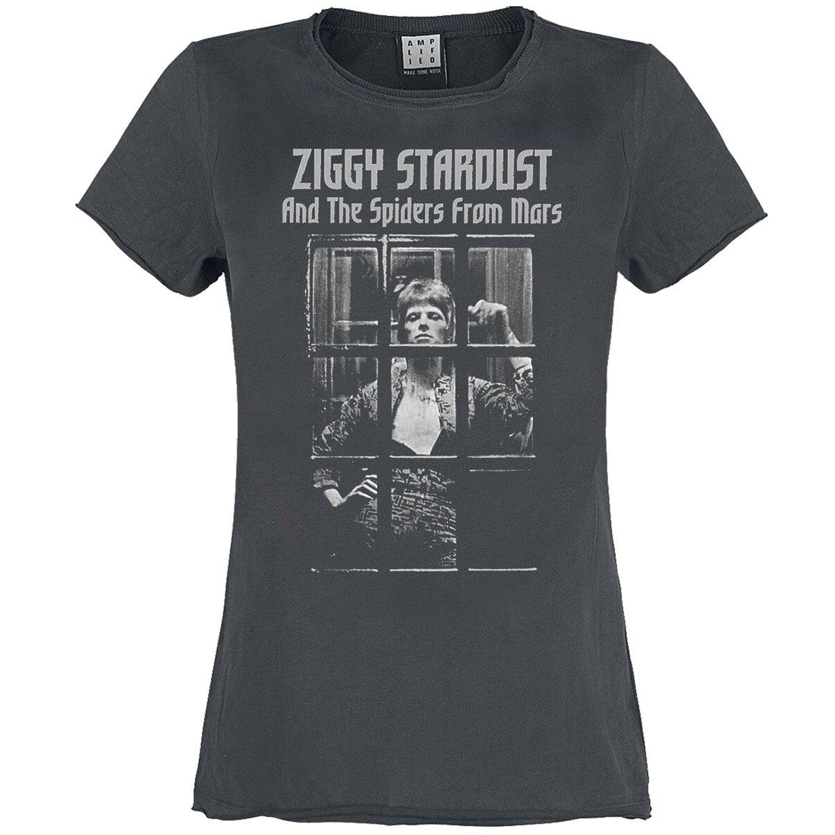 Charcoal - Front - Amplified Womens-Ladies Rise And Fall David Bowie T-Shirt