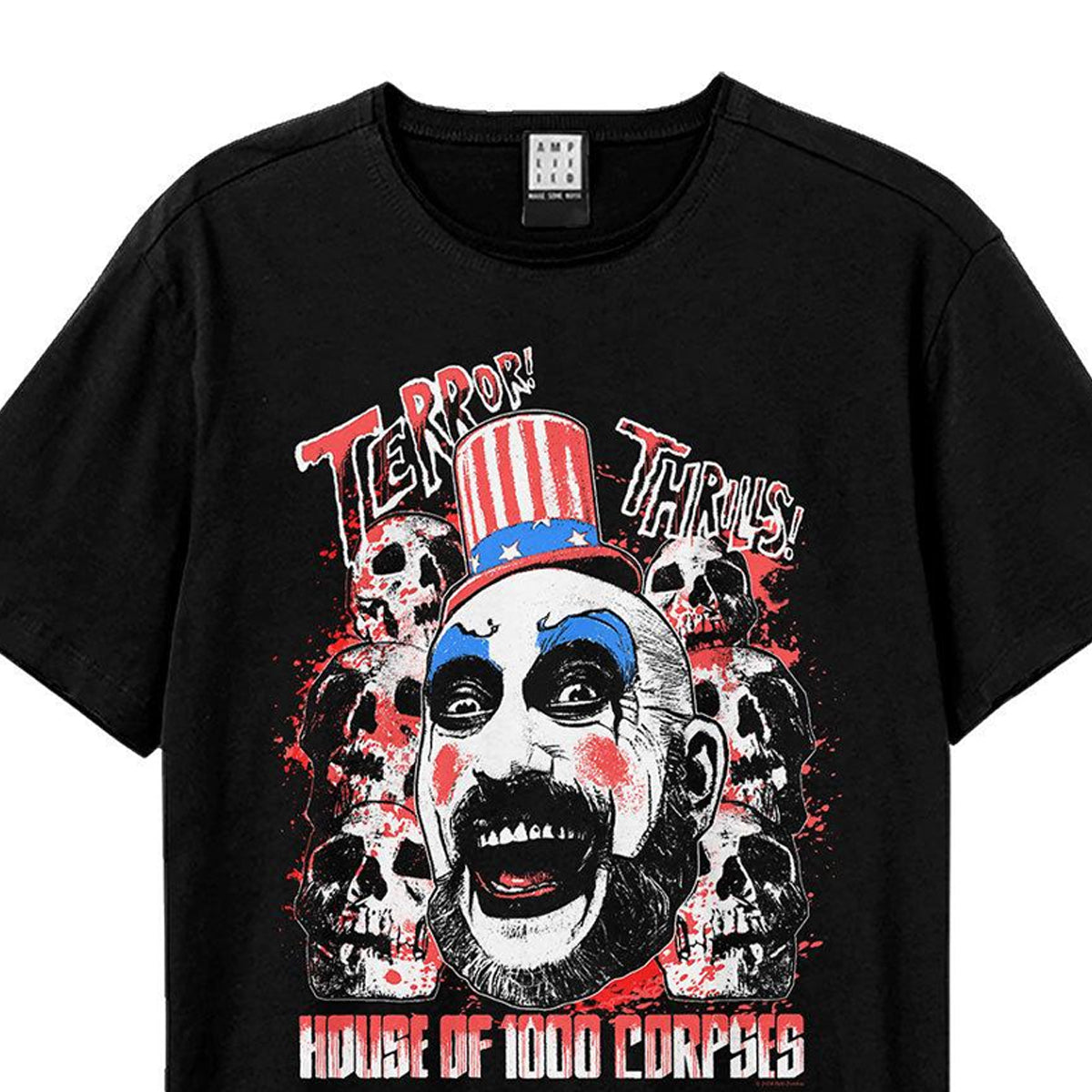 Black - Back - Amplified Unisex Adult House Of 1000 Corpses Terror Thrills Rob Zombie T-Shirt