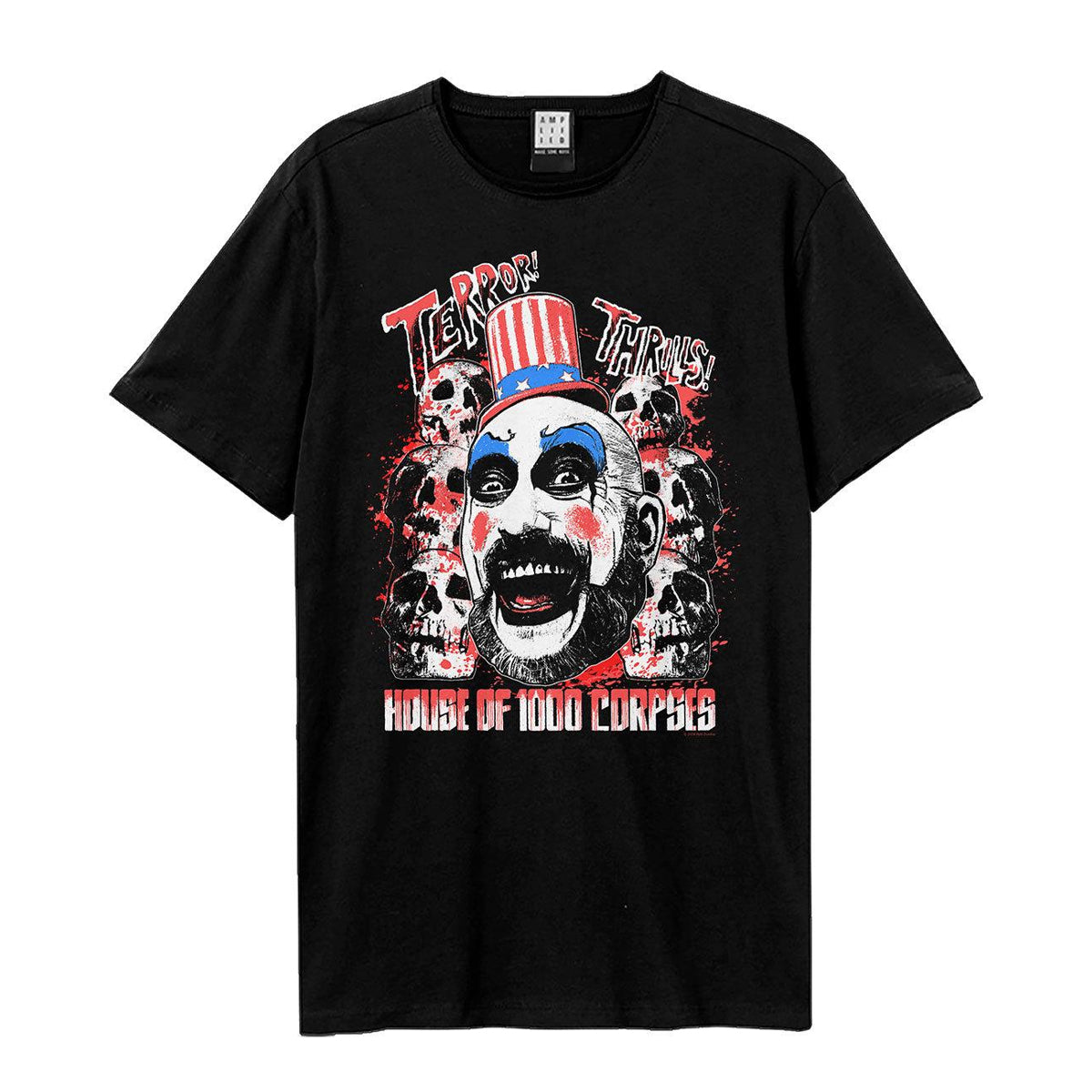 Black - Front - Amplified Unisex Adult House Of 1000 Corpses Terror Thrills Rob Zombie T-Shirt