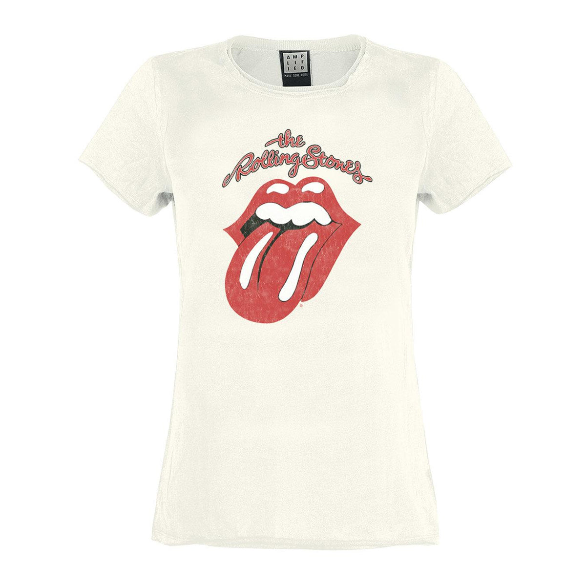 Vintage White - Front - Amplified Womens-Ladies Vintage Tongue The Rolling Stones T-Shirt