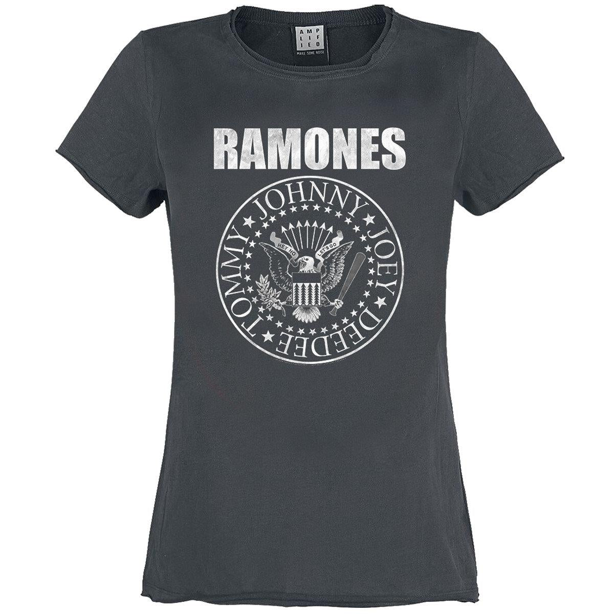 Charcoal - Front - Amplified Womens-Ladies Classic Seal Ramones T-Shirt