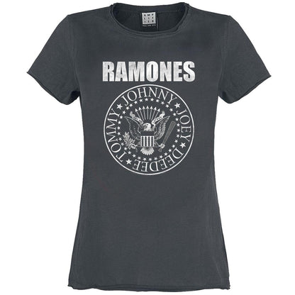 Charcoal - Front - Amplified Womens-Ladies Classic Seal Ramones T-Shirt