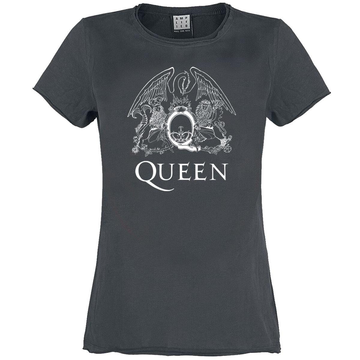 Charcoal - Front - Amplified Womens-Ladies Line Art Crest Queen T-Shirt