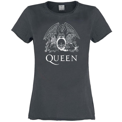 Charcoal - Front - Amplified Womens-Ladies Line Art Crest Queen T-Shirt