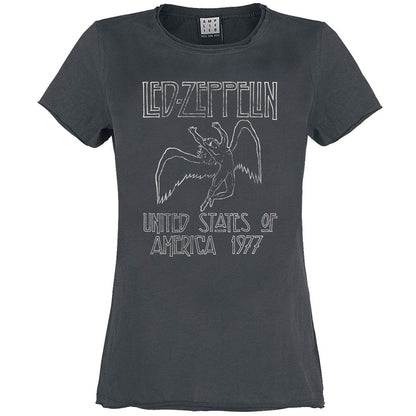 Charcoal - Front - Amplified Womens-Ladies Usa Tour 77 Led Zeppelin T-Shirt