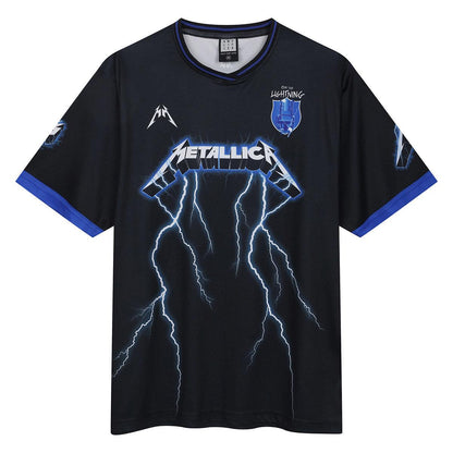 Black - Front - Amplified Unisex Adult Ride The Lightning Rock FC Metallica T-Shirt