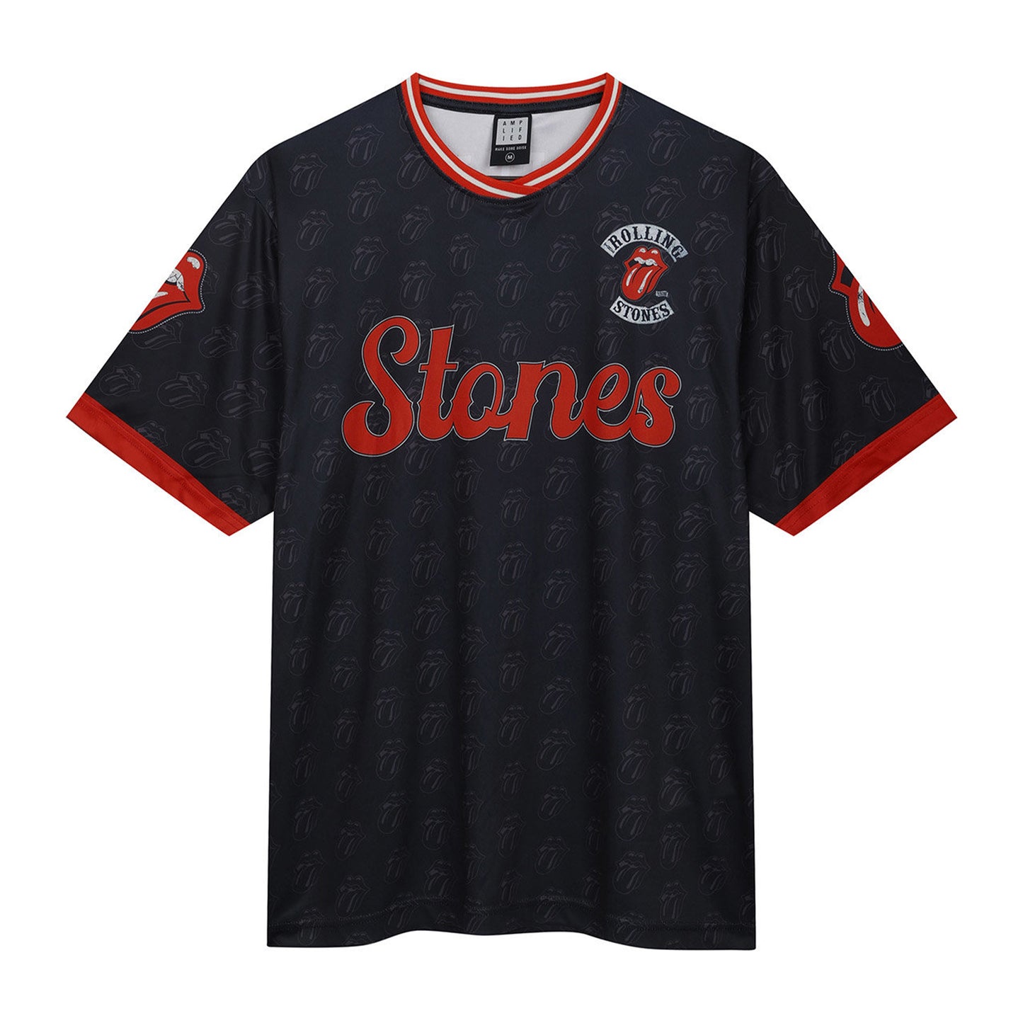 Black - Front - Amplified Unisex Adult Rock FC The Rolling Stones T-Shirt