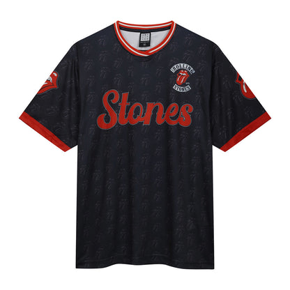 Black - Front - Amplified Unisex Adult Rock FC The Rolling Stones T-Shirt