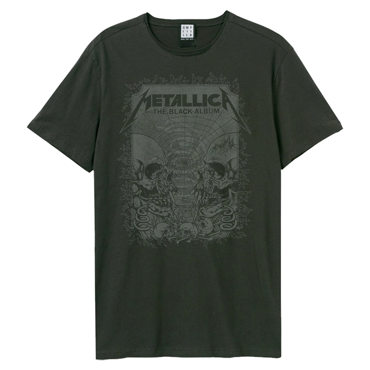 Charcoal - Front - Amplified Unisex Adult The Black Album Metallica T-Shirt