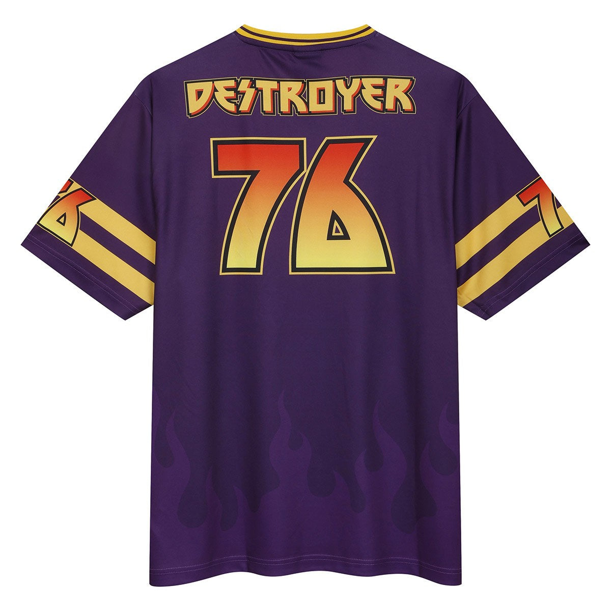 Purple - Back - Amplified Unisex Adult Destroyer Rock FC Kiss T-Shirt