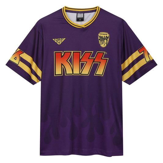 Purple - Front - Amplified Unisex Adult Destroyer Rock FC Kiss T-Shirt