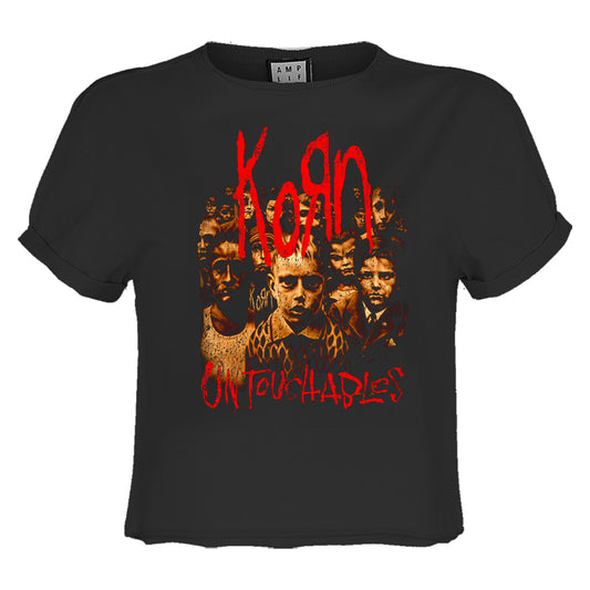 Charcoal - Front - Amplified Womens-Ladies Untouchables Korn Crop Top