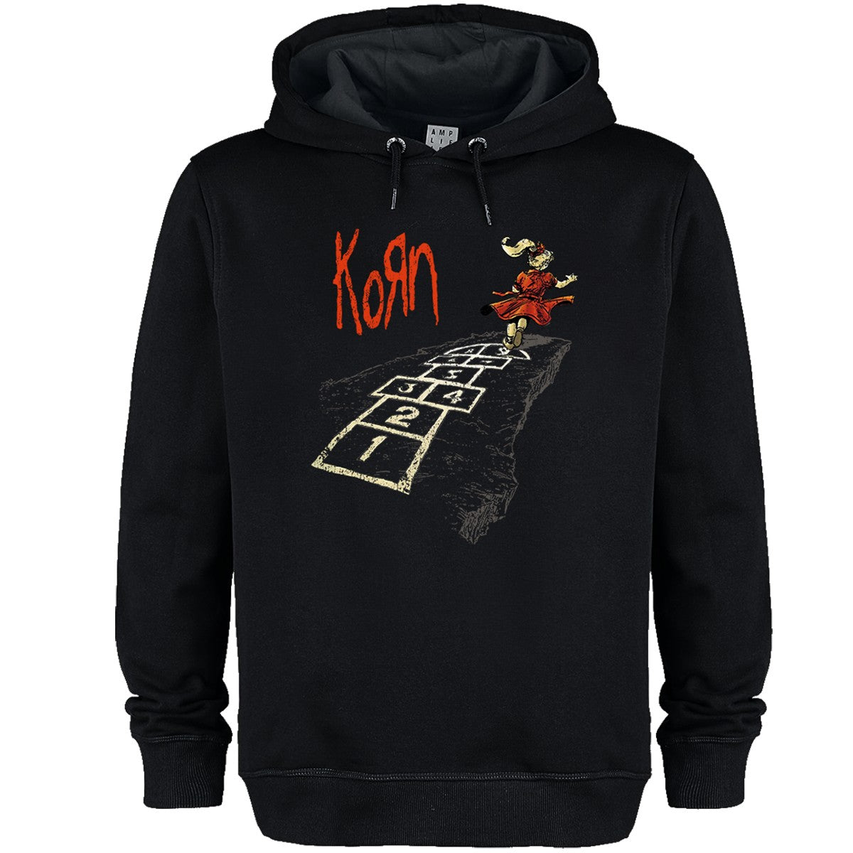 Black - Front - Amplified Unisex Adult Follow The Leader Hopscotch Korn Hoodie