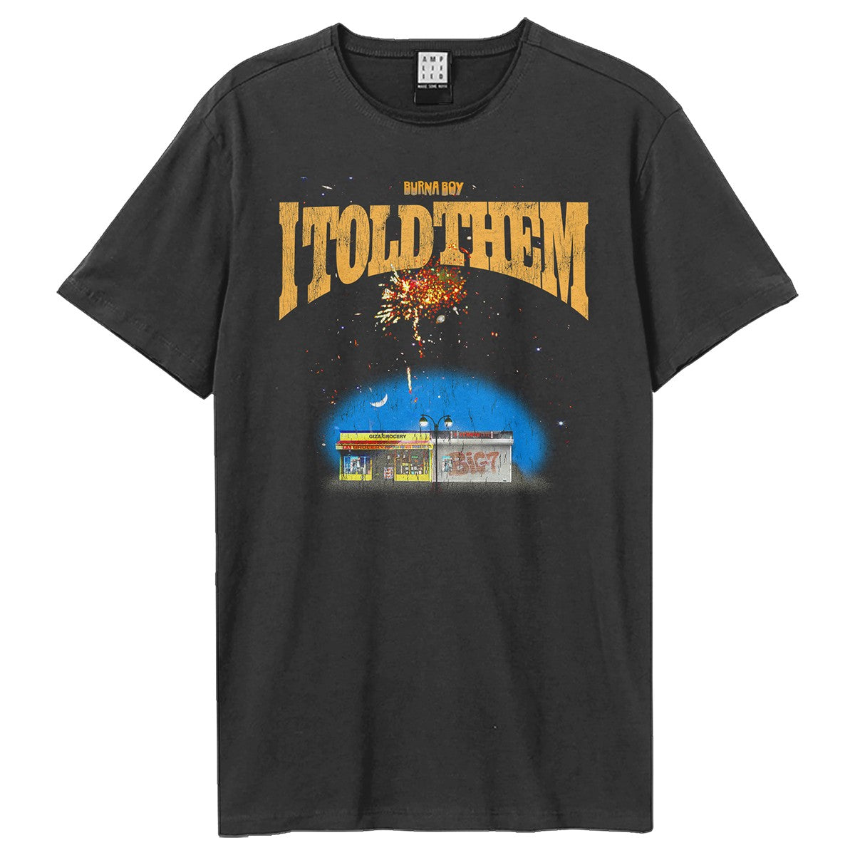 Charcoal - Front - Amplified Unisex Adult I Told Them Fireworks Burna Boy T-Shirt