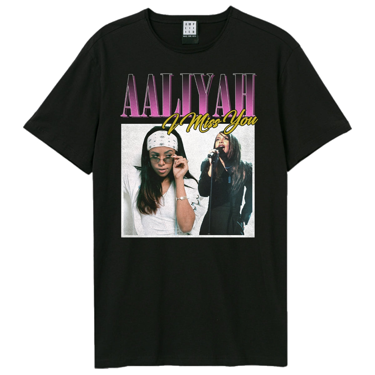 Black - Front - Amplified Unisex Adult I Miss You Aaliyah T-Shirt