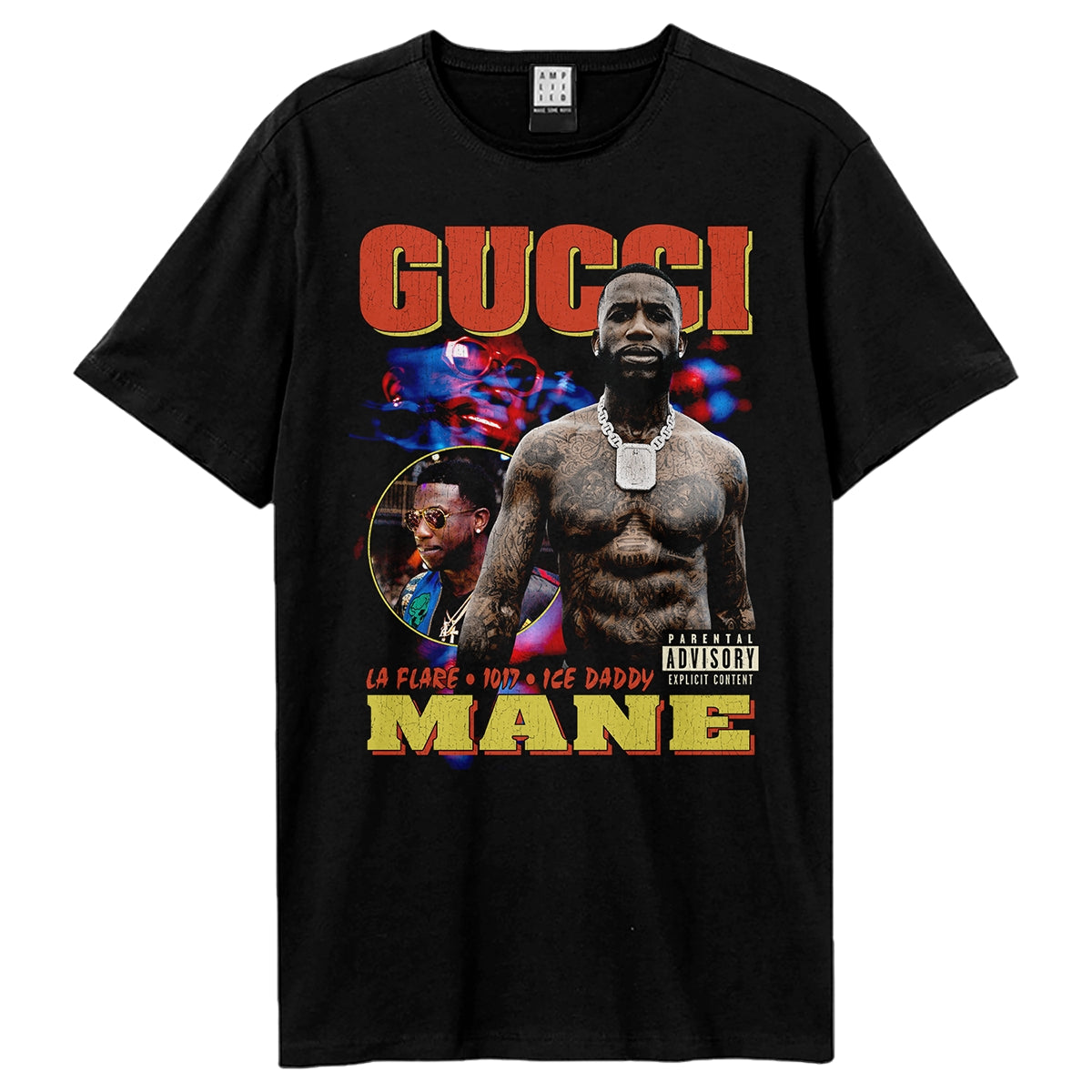 Black - Front - Amplified Unisex Adult Collage Gucci Mane T-Shirt