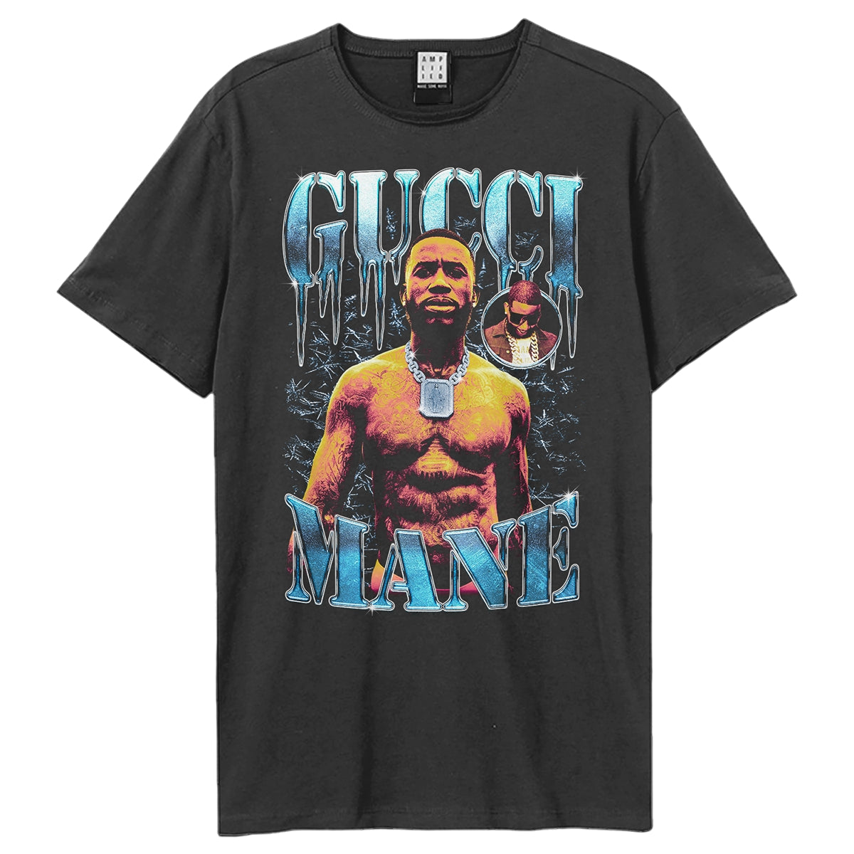 Charcoal - Front - Amplified Unisex Adult Drip Gucci Mane T-Shirt