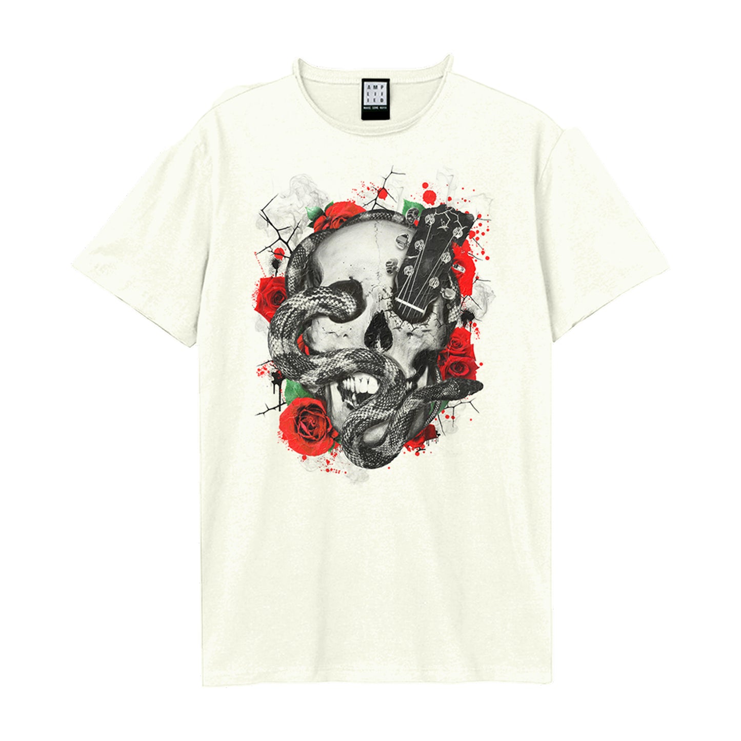 Vintage White - Front - Amplified Unisex Adult Snake And Strings T-Shirt