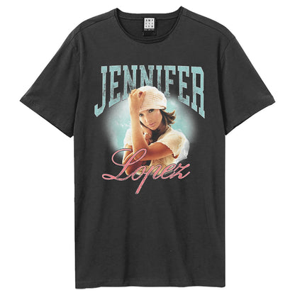 Charcoal - Front - Amplified Unisex Adult Jennifer Lopez T-Shirt