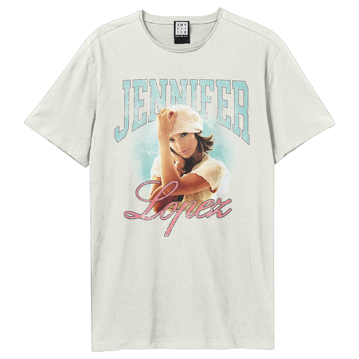 Vintage White - Front - Amplified Unisex Adult Jennifer Lopez T-Shirt