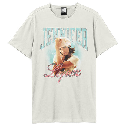 Vintage White - Front - Amplified Unisex Adult Jennifer Lopez T-Shirt