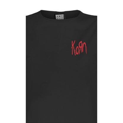 Charcoal - Back - Amplified Womens-Ladies Lineart Issues Korn Crop T-Shirt