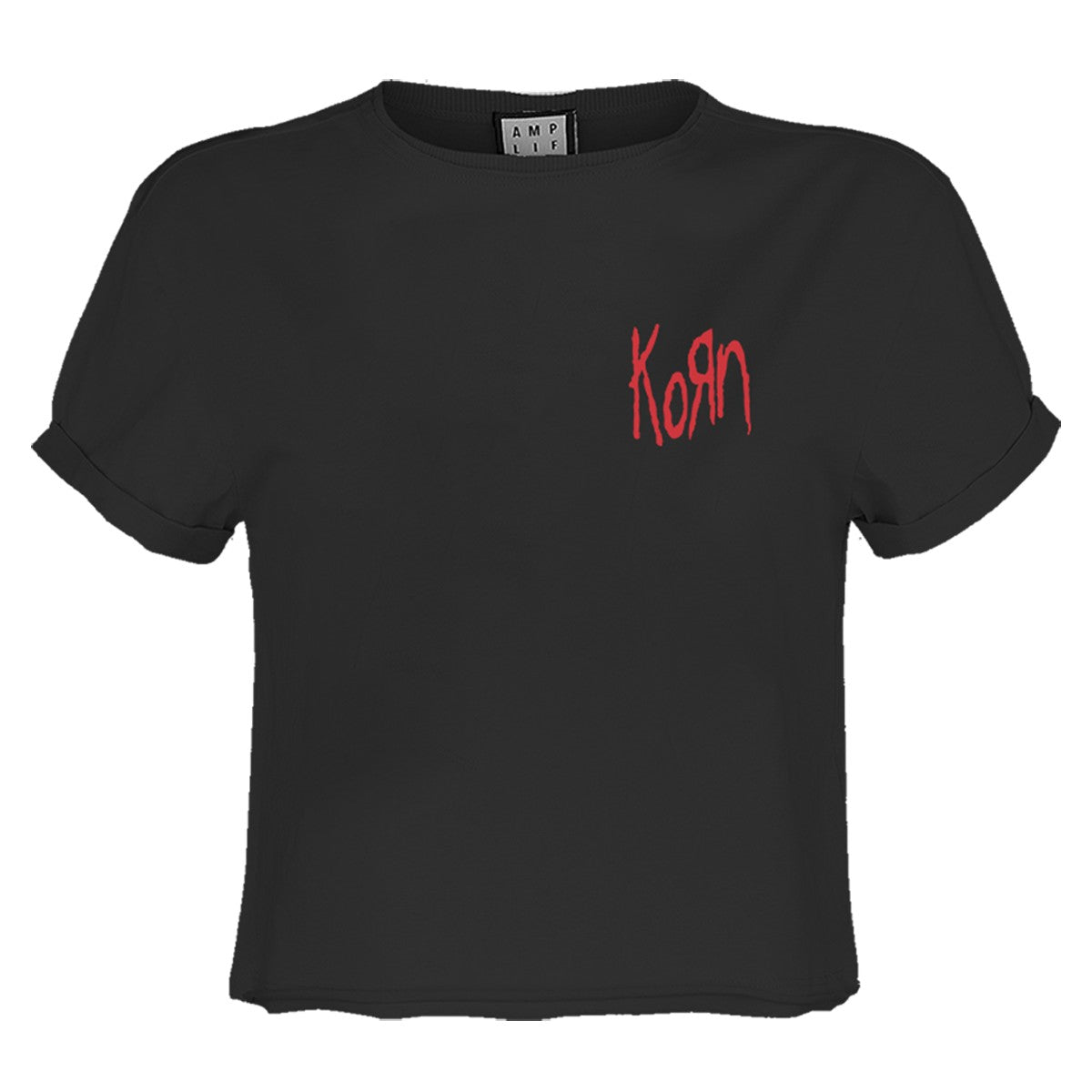 Charcoal - Front - Amplified Womens-Ladies Lineart Issues Korn Crop T-Shirt