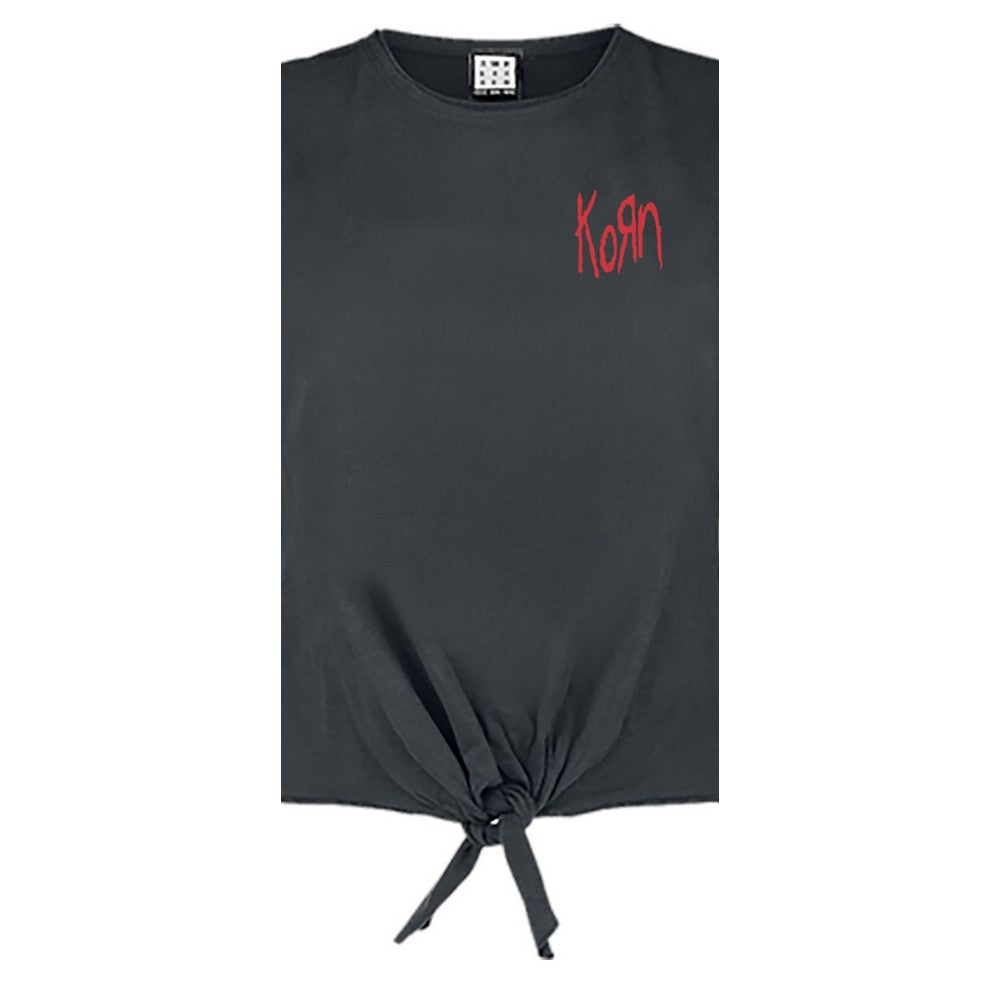 Charcoal - Back - Amplified Womens-Ladies Lineart Issues Korn Sleeveless T-Shirt
