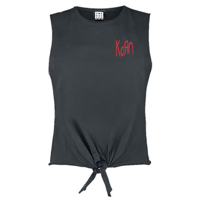 Charcoal - Front - Amplified Womens-Ladies Lineart Issues Korn Sleeveless T-Shirt
