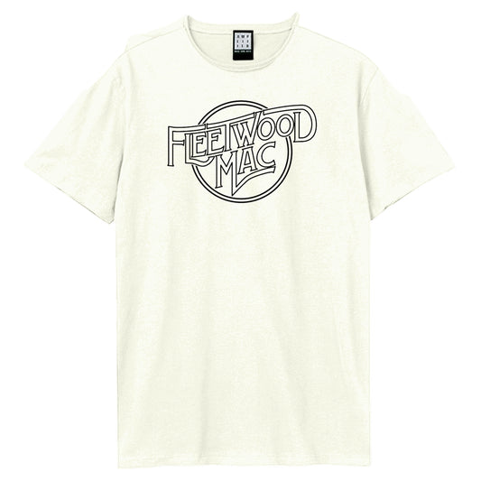 Vintage White - Front - Amplified Unisex Adult Line Art Logo Fleetwood Mac T-Shirt