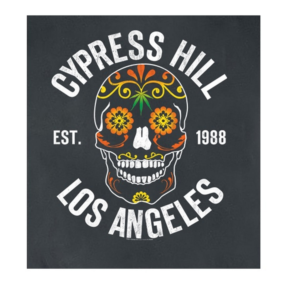 Charcoal - Back - Amplified Womens-Ladies Floral Skull Cypress Hill Sleeveless T-Shirt